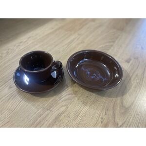 Fiestaware Chocolate Tea Cup‎ Saucer Set and Bowl Retired Color